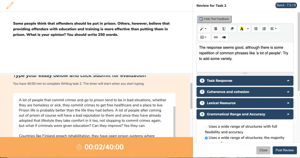 ielts lms writing test